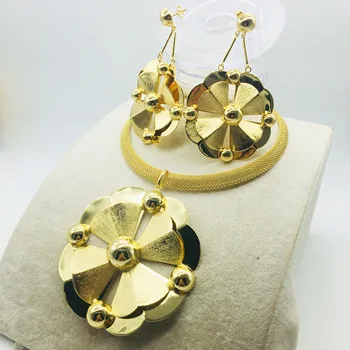 

High quality Dubai Gold jewelry for women African beads, jewelry fashion gift necklace set earrings jewelry bridal set