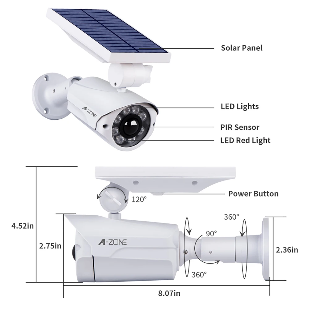  Fake Solar Camera Video Surveillance Outdoor Dummy Camera Waterproof Security CCTV Surveillance Bul - 4.00041E+12