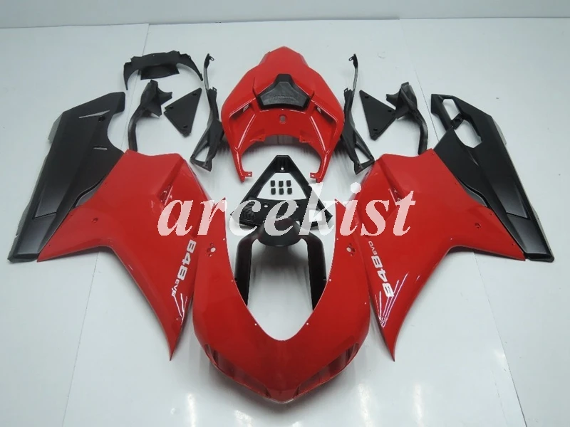 Инъекций ABS Полный обтекатели комплект подходит для поездок на мотоцикле DUCATI 848 evo 1098 1198 1098S 2007 2008 2009 2010 2011 2012 тела комплект одежды с цифрами 7 - Цвет: red glossy