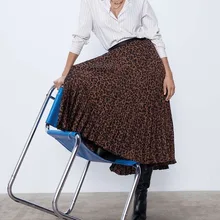 Женская юбка в стиле панк-рок, Корейская, уличная, на завязках, эластичная талия, Женская юбка средней длины, до середины икры, винтажная, леопардовая расцветка, плиссированные юбки