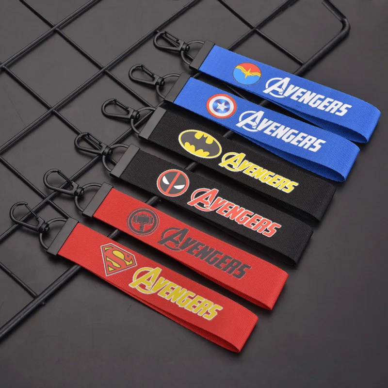 

SG New Movie Avengers 4 Custom Lanyard Keychain Label DIY Ribbon Iron Man Bat Captain America Thor Keyring Women Bag Accessory