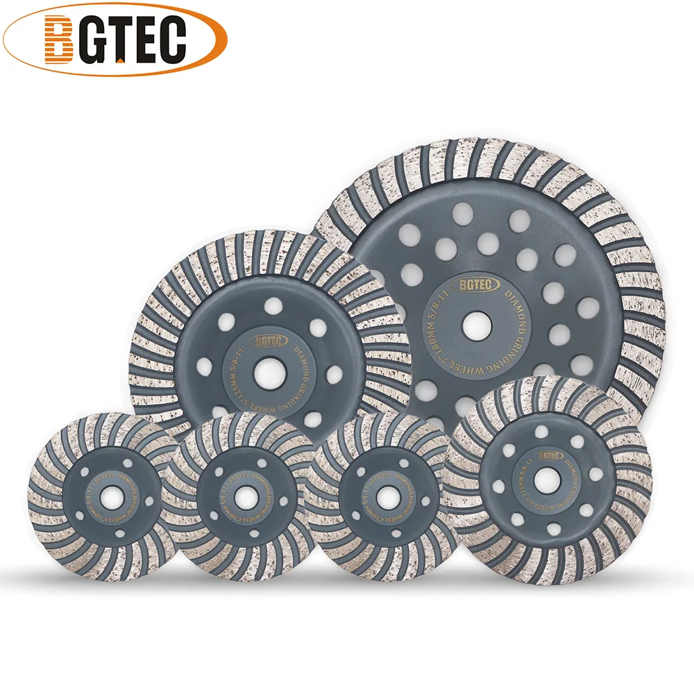 BGTEC 1pc 4'' 4.5'' 5'' 7'' diamond grinding wheels 5/8-11 Thread grinding disc for marble, concrete, construction material