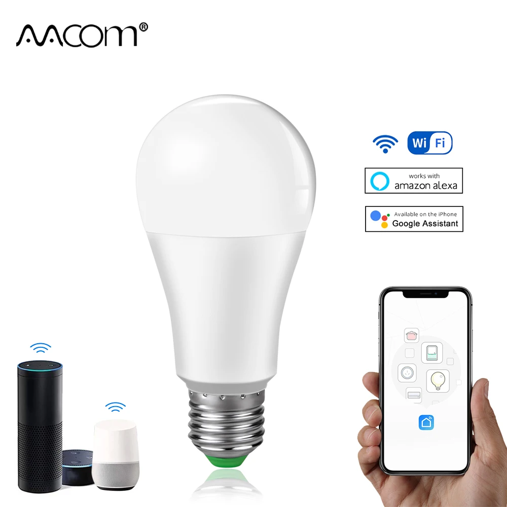 

15W E27 B22 WiFi Smart Bulb 85-265V 1800 lm LED Ampoule WiFi lampada Google Home assistent Alexa Echo Control Intelligent Life