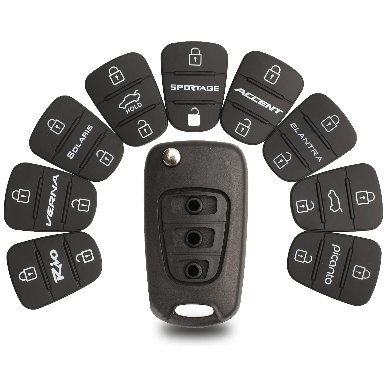 Jingyuqin 10 шт. сменная резиновая накладка 3 кнопки флип-корпус автомобильного ключа дистанционного управления для hyundai I30 IX35 Kia K2 K5 чехол для ключа