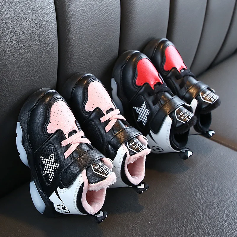 JUSTSL Boys Girls Sports Cotton Shoes New autumn winter Childrem Warm Snow Toddler Shoes Kids Casual Boots