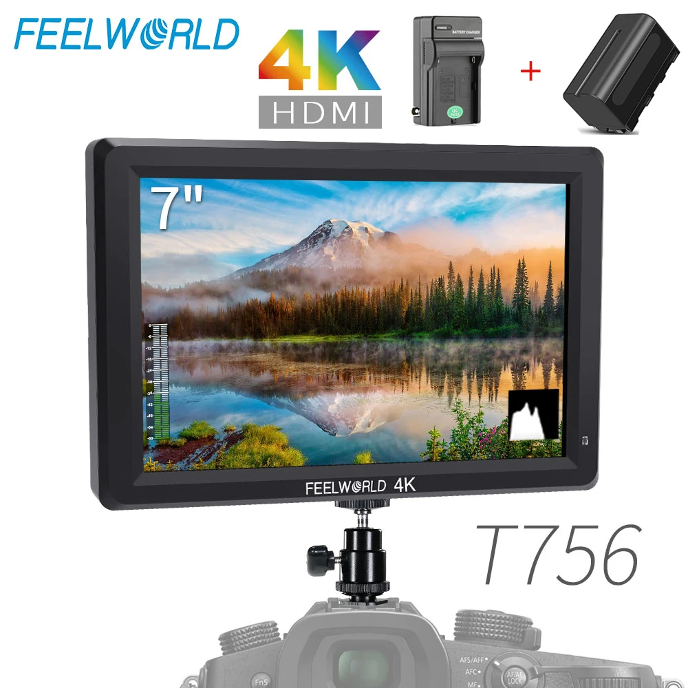 

FEELWORLD T756 7'' 1920x1200 IPS On Camera Field Monitor Support 4K HDMI Input Output + NP750 Battery Charger for Camera ZHIYUN
