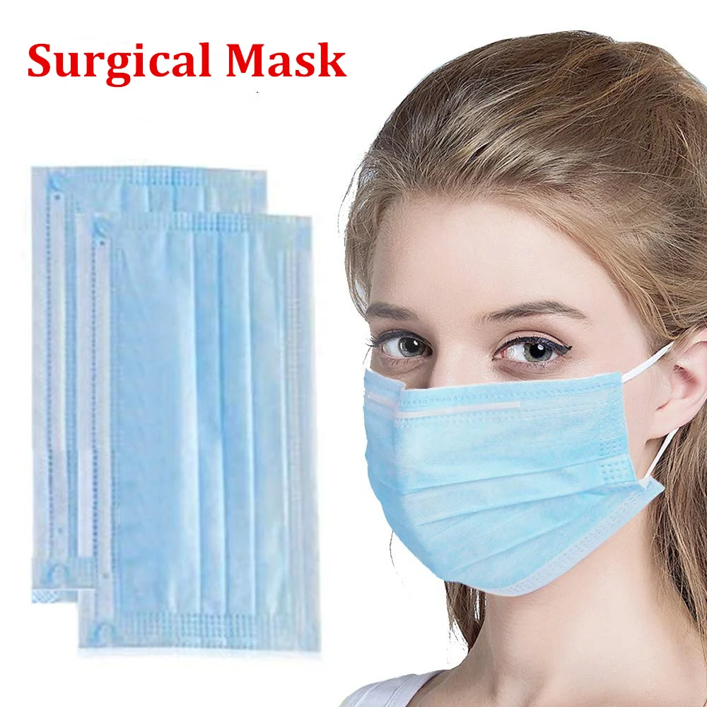 

50Pcs Disposable Medical Surgical Face Mouth Mask PM2.5 3 Layers Dustproof Breathable Safety KF94 Dust Masks Prevent Flu virus