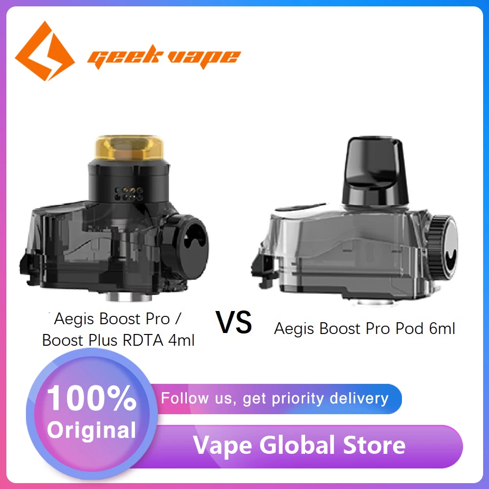 Оригинальный GeekVape Aegis Pro / Boost плюс RDTA 4 мл одной катушкой здание Vs Pod 6 с 0.2ohm/0.4ohm