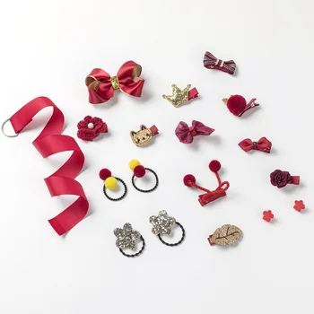 

18Pcs/Set Kids Child Hair Rope Clips Barrettes Princess Girls Flower Crown Bowknot Headwear Accessories Headdress Gift No Box