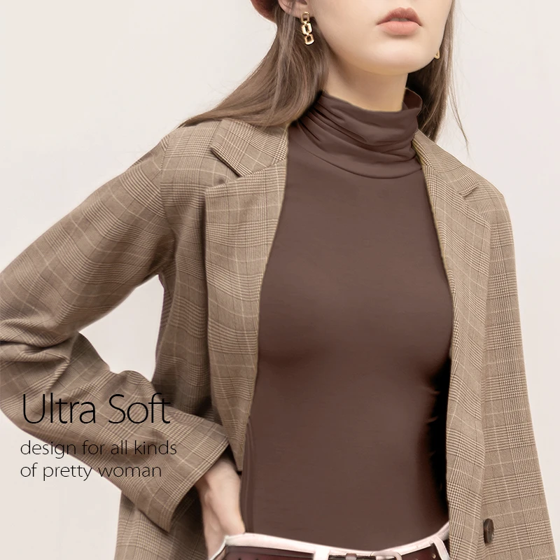 women clothing autumn and winter tops wear new solid long-sleeved Turtleneck T shirt women's body bottom shirt woman tshirts