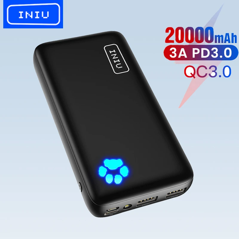 portable charger INIU Power Bank 20000mAh PD3.0 QC4.0 Fast Charging Portable Charger USB C External Battery Pack For iPhone 13 12 Xiaomi Samsung 65w power bank