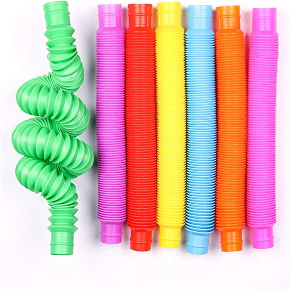 

7 Pack Multi-Color Fidget Pop Tubes Sensory Toys Pipe Stretch Sensory Toys for Stress and Anxiety Relief