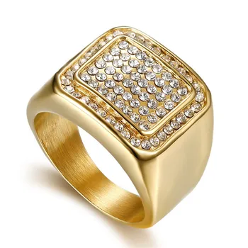 

Hip Hop Men's Iced Out High Quality Cubic Zirconia Ring 316L Stainless Steel Square Rings Male Cool Party Jewlery Dropshipping