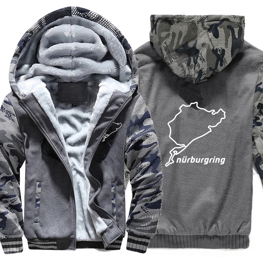 As picture Nurburgring Дрифт беговые толстовки с капюшоном зимний камуфляжный чехол куртка Мужская Утепленная флисовая Nurburgring толстовки - Цвет: As picture
