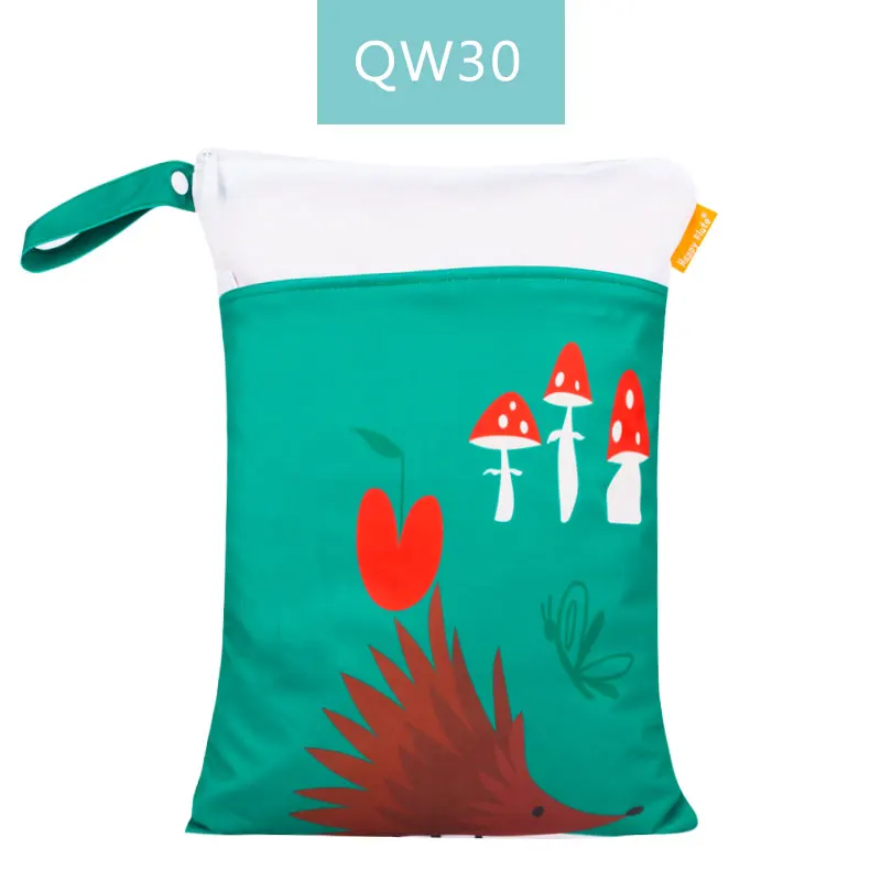 QW30 HappyFlute сумки для детских подгузников двойная молния Влажная/сухая сумка водонепроницаемый Влажная Ткань Рюкзак для подгузников многоразовые подгузники - Цвет: QW30