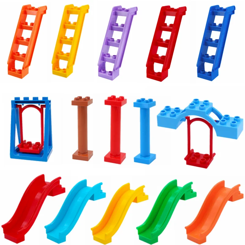 Большие частицы Duplo кирпичи качели слайды фигурки животные создатели сборные