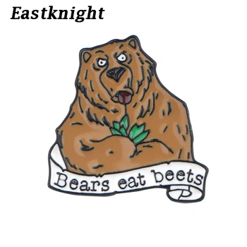 

Wholesale 20pcs/lot TV Office Bears Eat Beets Enamel Pins and Brooches for Women Men Lapel pin backpack bags badge Gifts