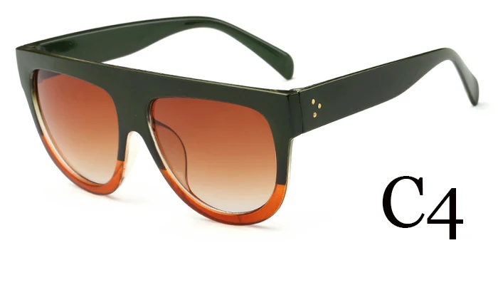 NODARE Новая мода Ким солнечные очки в стиле Кардашьян Женские винтажные плоские верхние градиентные черные солнцезащитные очки для женщин негабаритные очки - Цвет линз: C4