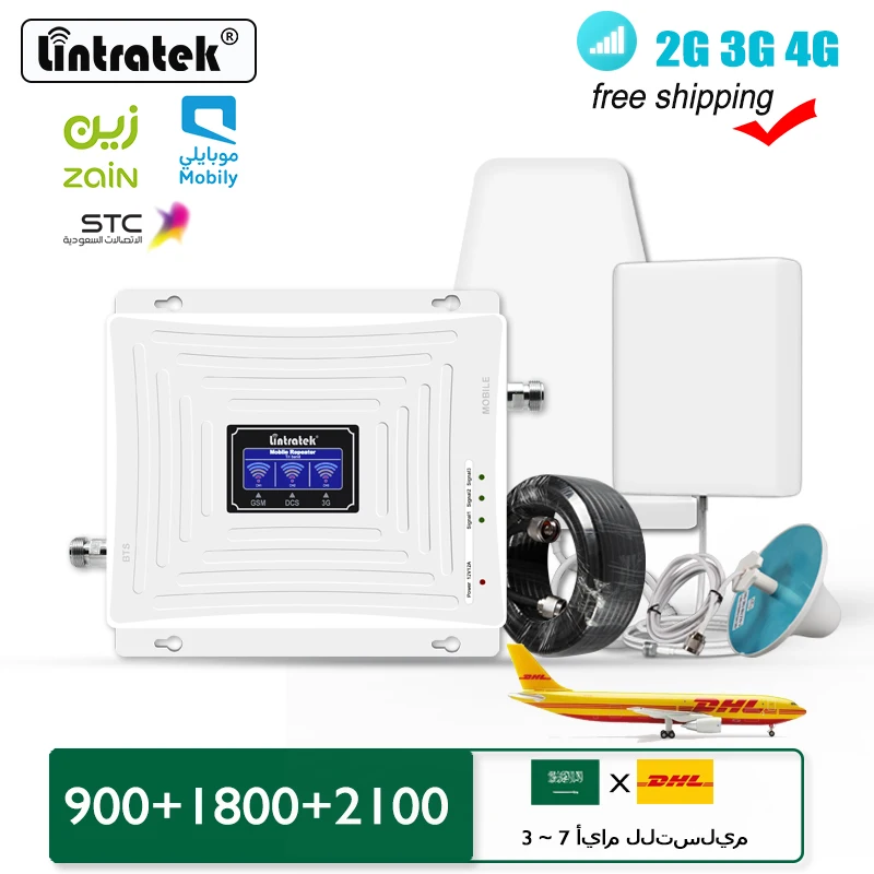 Lintratek المملكة русский السعودية GSM 2G 3G 4G إشارة الداعم 900 1800 2100 مكرر LTE الإنترنت مكبر صوت UMTS التنقل STC زين