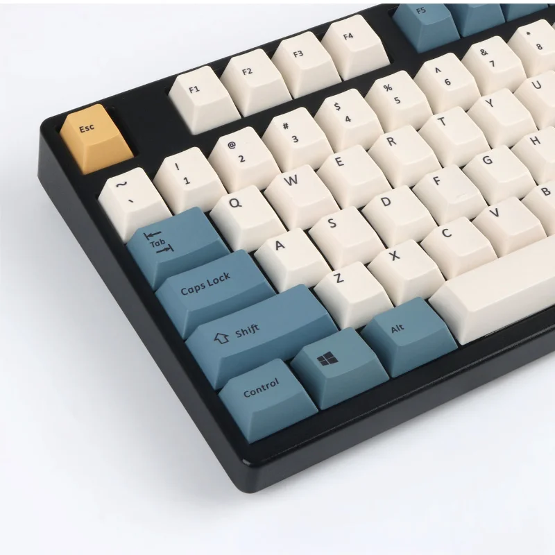 104 Keys Blue White Yellow Keycaps PBT Sublimation Cherry Profile