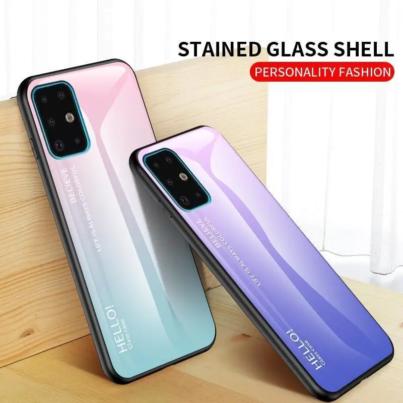 Для samsung Galaxy S10 S11 Plus S10e 5G противоударный чехол с градиентным стеклом для чехлы
