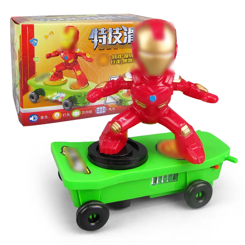 Hasbro Детский Электрический трюк скутер капитан Халк Человек-паук легкая музыка барабанная вращающаяся игрушка - Цвет: Бургундия