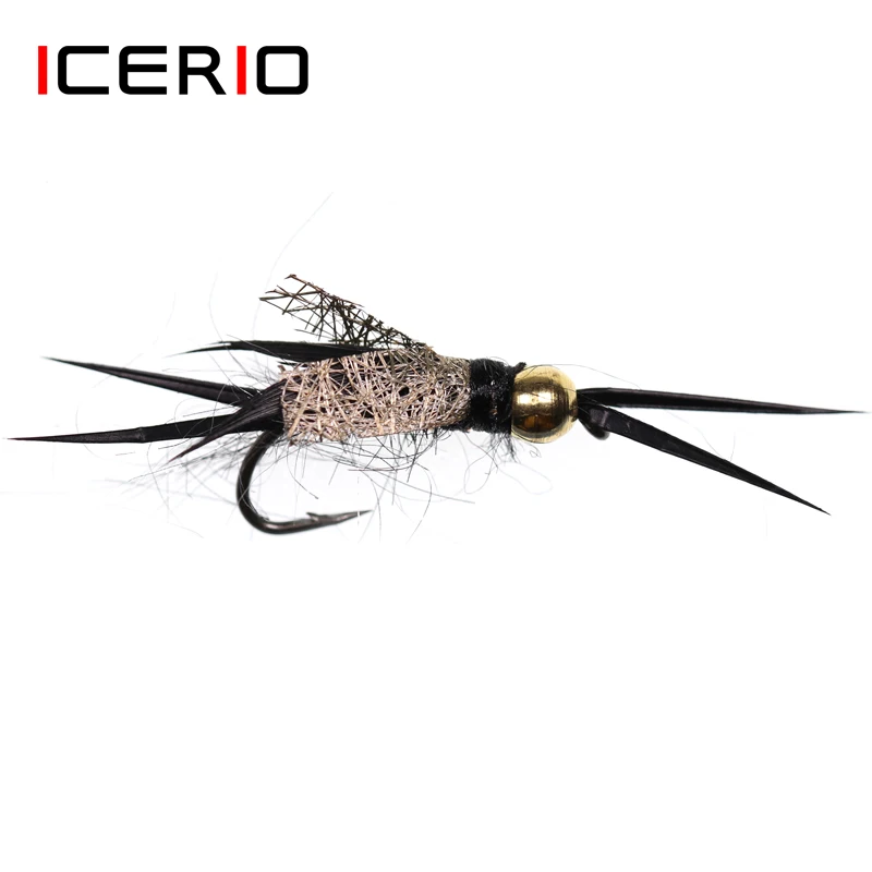 

ICERIO 6PCS Brass Head Stonefly Nymph FliesTrout Fishing Fly Lures #12