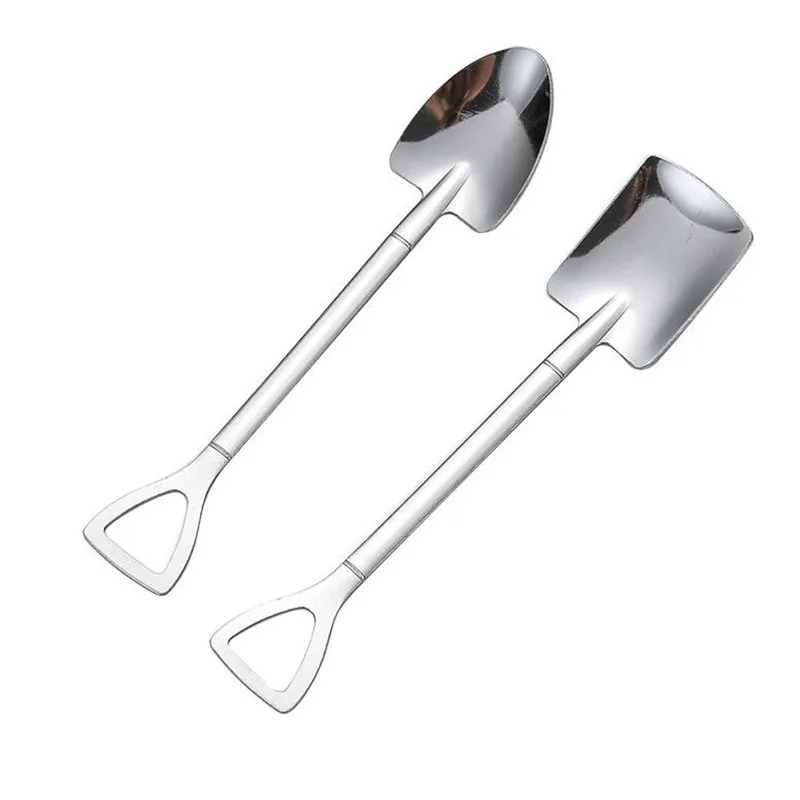 Description Picture 4 of item2PC Coffee Spoons Cutlery Set Stainless Steel Retro Iron Shovel Ice Cream Spoon Scoop Creative Spoon tea-spoon Fashion Tableware