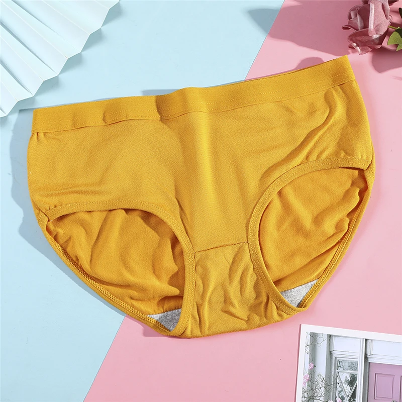 PBJCKAH Bamboo Underwear Women Briefs Tie Dye Yellow Breathable