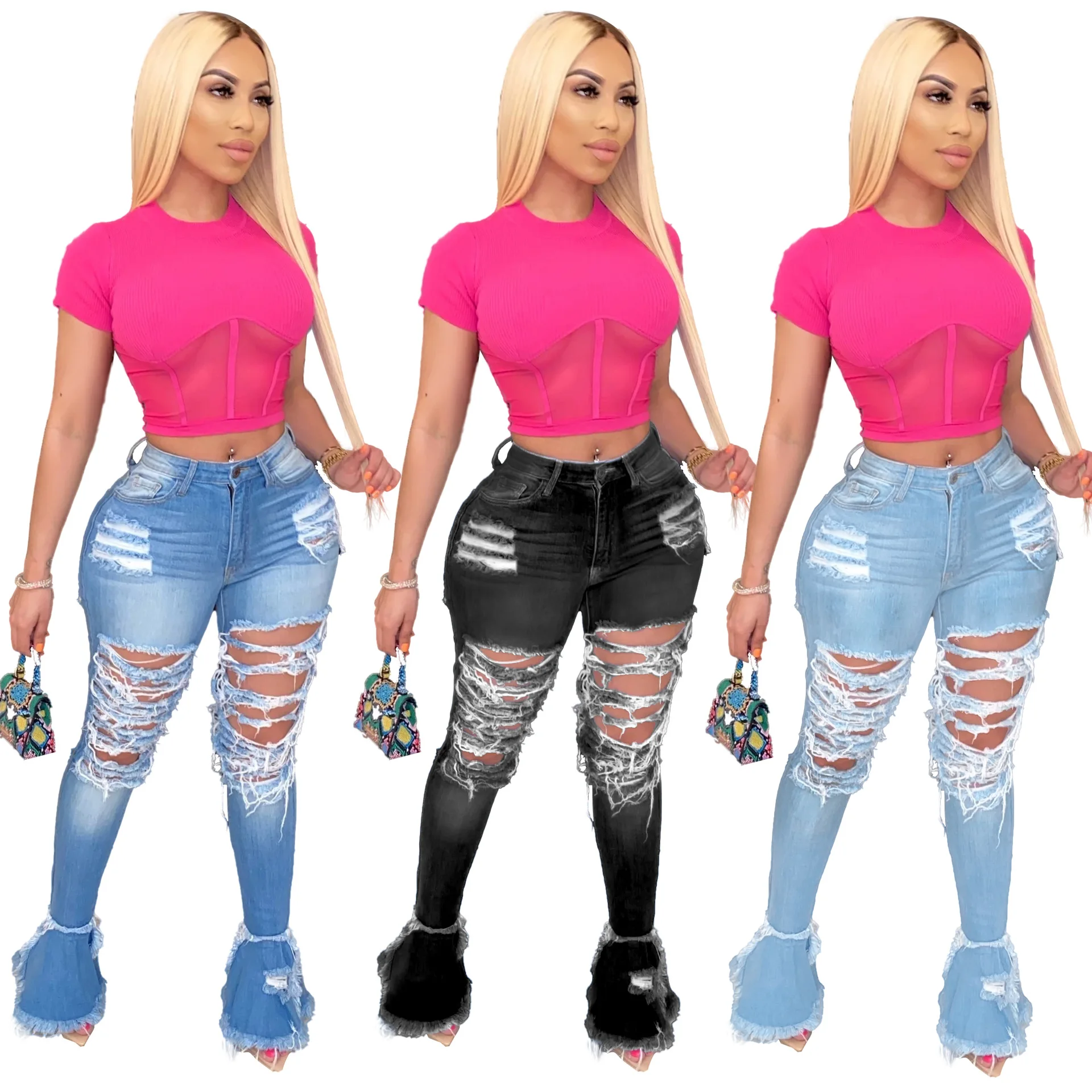 JRRY Casual Women Flare Jeans Full Length Denim Flare Capris Pants Pocket Holes Bell Bottom Trousers Boot Cut Ruffle Denim Pants JRRY Casual Women Flare Jeans Full Length Denim Flare Capris Pants Pocket Holes Bell Bottom Trousers Boot Cut Ruffle Denim Pants