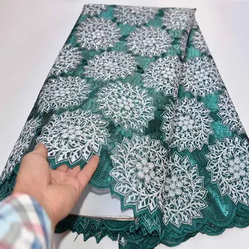 

Latest 2020 African Lace Fabric With Sequins And Nigerian Wedding Embroidered High Quality French Tulle Lace Material For Bridal