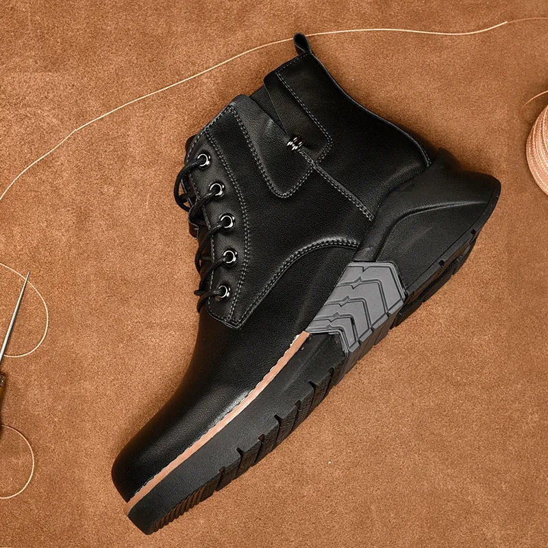 Autumn Boots For Men Brand Designer Ankle Men Boots Height Increase Vintage Fashion Mens Boots Leather Working Safety Boot