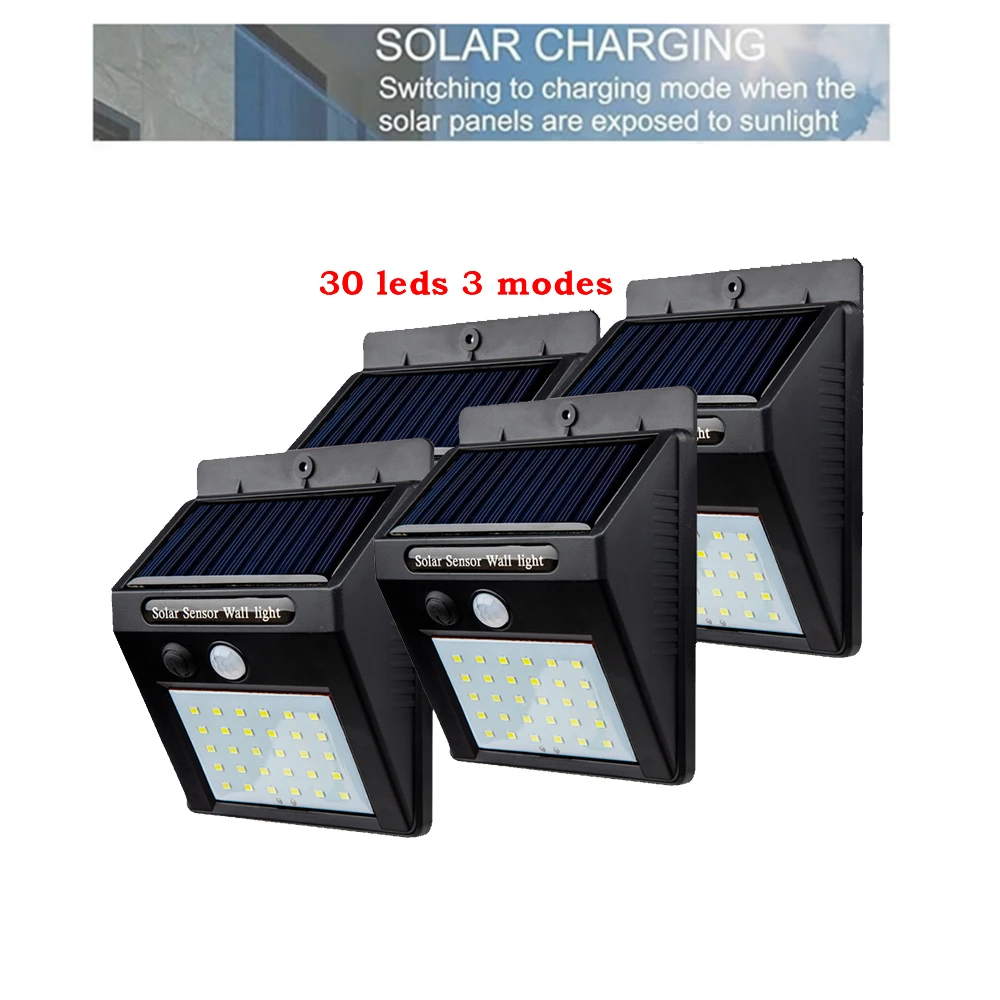 

2/4PCS 30 LED Remote Control To Adjust Warm/Cold White Solar Power Street Light Outdoor Sports Induction Garden Decorative Wall