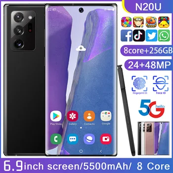 

FullScreen Galxy N20U Smartphone Face ID 8-core 256 GB Android 10 Snapdragon 865+ Finger Dual Camera 4G Smart Mobile Cell Phone