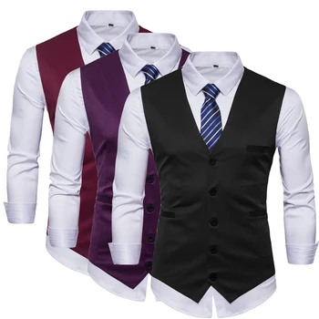 

European Version of Men's Large Size Business Vest Waistcoat Men Club Suit Vest Jacket