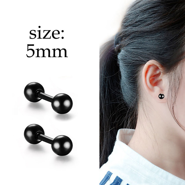 pair Punk Black Multiple Styles Stainless Steel Stud Earrings For Men Women Gothic Street Pop Hip Hop Ear Jewelry Pendientes