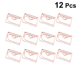 Pinces à papier en forme d'enveloppe, 12 pièces, dessin animé, or Rose, créatif, pour fichiers, Adorable porte papier 