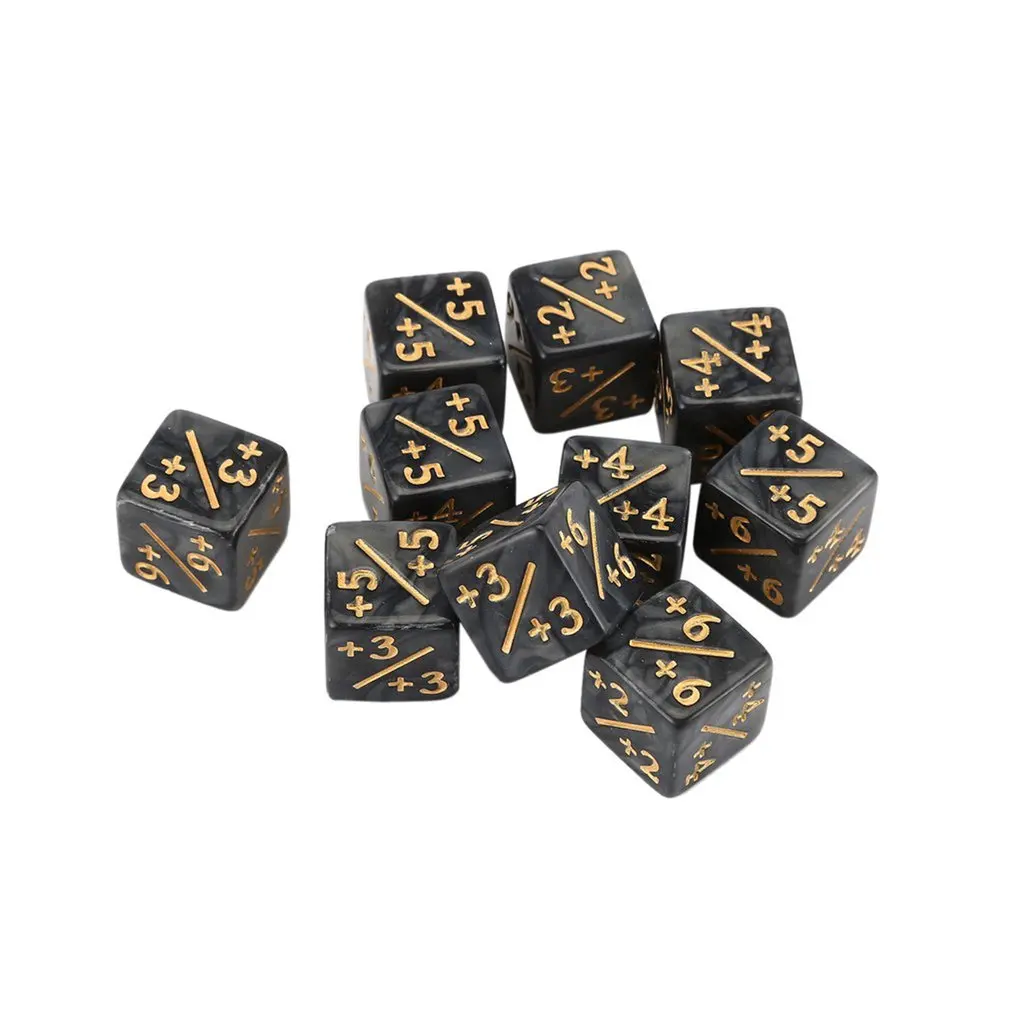 10x игральные кости счетчики 5 положительных+ 1/+ 1 и 5 отрицательных-1/-1 для волшебной настольной игры Забавные кубики высокое качество