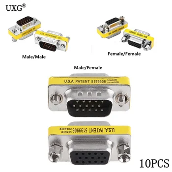 

15 PIN HD DB15 VGA SVGA Male to Female adapter KVM Mini Gender Changer Adaptor NEW 10pcs