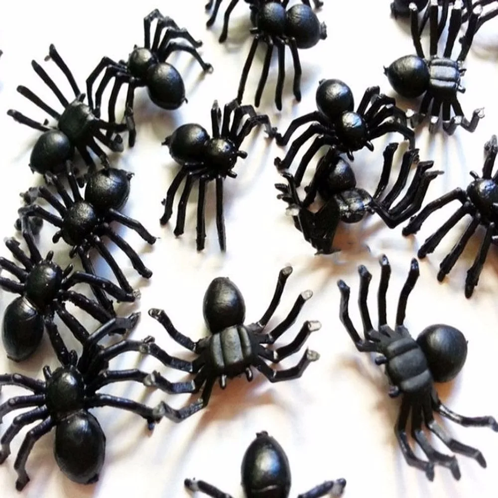50 шт./компл. Пластиковый черный паук трюк игрушка Хэллоуин, привидения дом игрушка в виде ведьмы реалистичная модель насекомого креативные рождественские подарки
