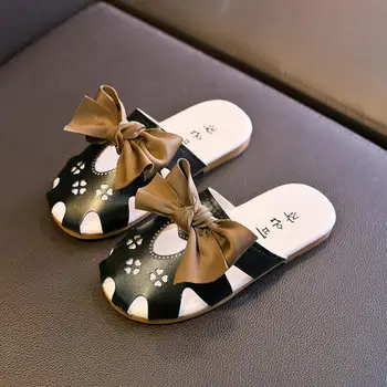 

Baby Girls Shoes Kids Indoor Flip Flops Bowknot Hollow Out Beach Casual Non-Slip Leather Soft Slippers Summer Todder Infant