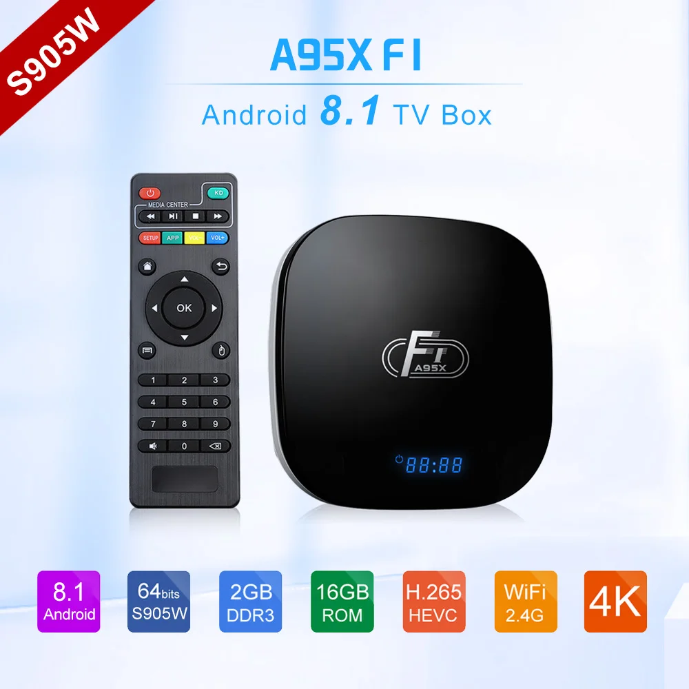 Android TV box A95X F1 2GB 16GB Android 8.1 TV Box Quad Core Support H.265 4K 2.4GHz WiFi Media Player Set Top Box