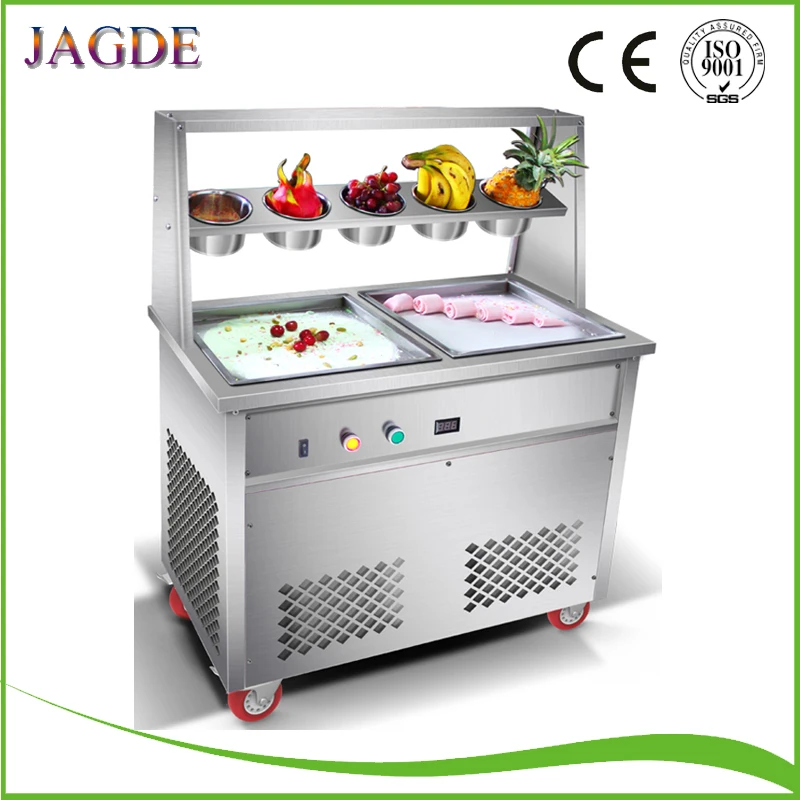 

Full Stainless steel Fried ice cream roll machine ice pan Fry flat ice cream maker yoghourt fried ice cream machine