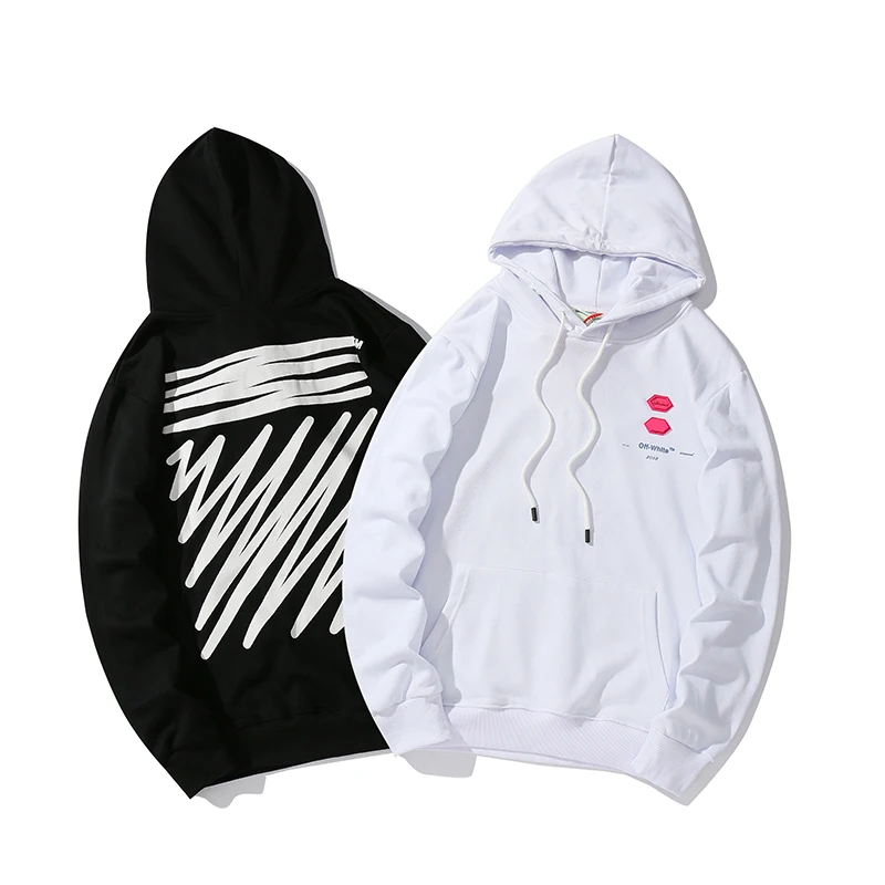 

Electrocardiogram 19ss Off-White OW Men Women Lovers autumn winter Fashion Cotton Hooded jacket Hoodie Sweatshirt streetwear
