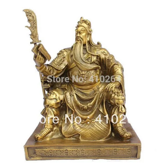 320 bronze brass Dragon Guan Gong/ Yu Reading book Statue 15cm | Дом и сад
