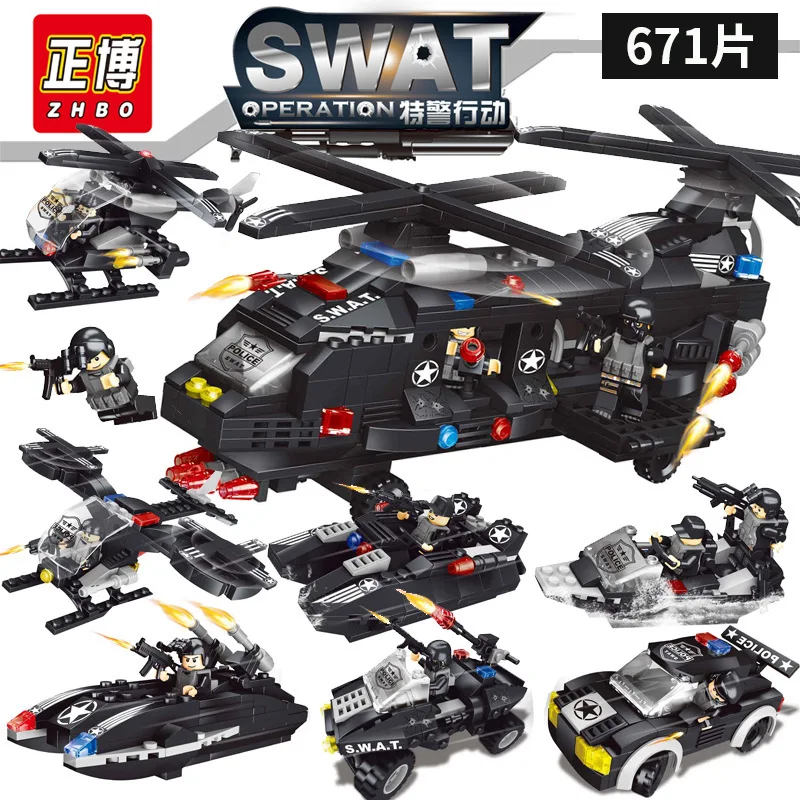 

Masahiro 325 Military SWAT Helicopter 6-in-1 Children'S Educational Assembled Fight Inserted Small Particles Building Blocks Boy