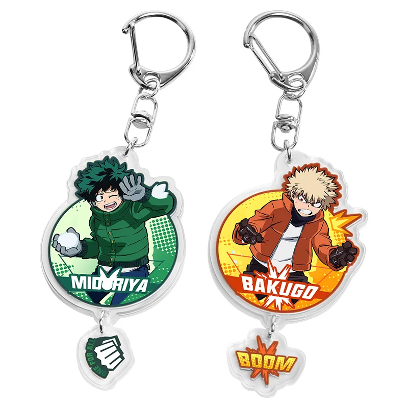 2Pcs Anime Boku no My Hero Academia Midoriya Izuku Bakugou Katsuki Cosplay Acrylic Figure Model Keychain Pendant Keyring Gift