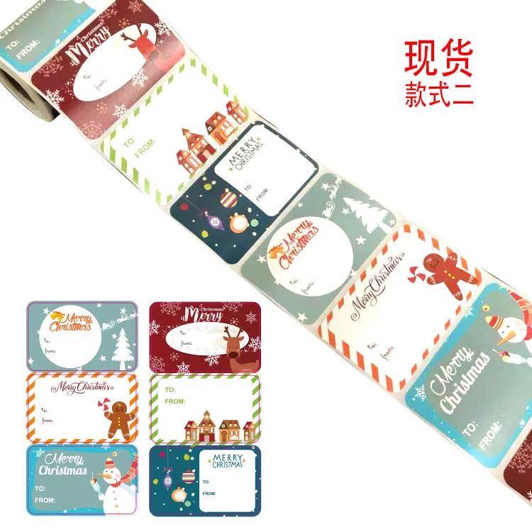 

1 roll Christmas Decoration Gift Stickers Xmas Paper Self-adhesive Sticker DIY Gift Packing Label Sealing Sticker