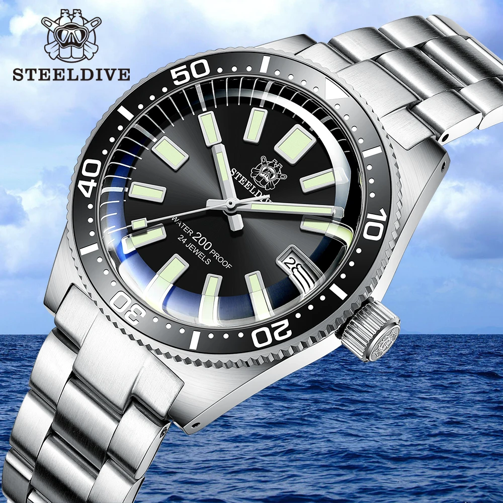 Steeldive 1962 Dive Watch Automatic Mechanical Watches 316l Steel 200m Dive  Watch Nh35 Sapphire C3 Luminous Diver Watches - Mechanical Wristwatches -  AliExpress