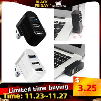 

DATA FROG Mini 3 Ports USB 2.0/3.0 Hub Rotatable Adapter For Laptop PC Notebook Rotated 270 Degrees Strong Compatibility HUB